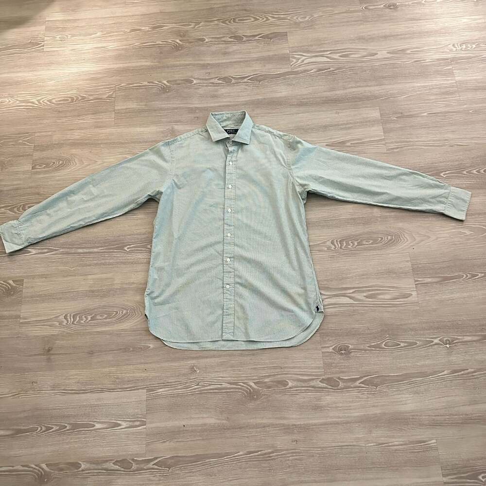 Polo Ralph Lauren Green Gingham Long Sleeve Button Down Shirt Size 15.5